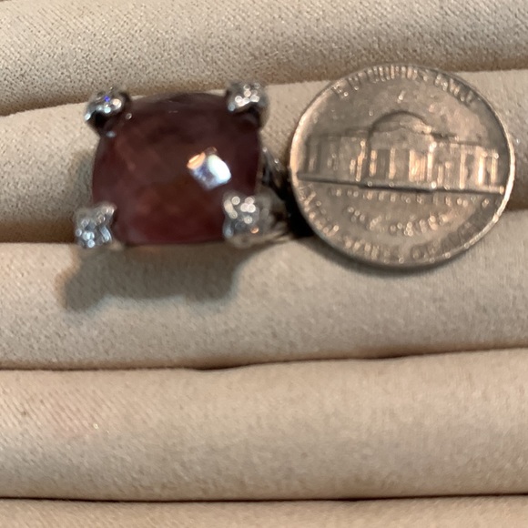 David Yurman Cushion On Point Morganite and Diamond Ring 20 x 20 - Picture 7 of 12